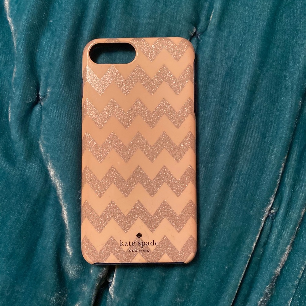 Silver and white zigzag Kate Spade iPhone case